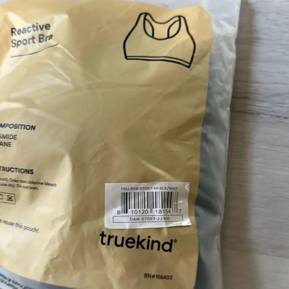 Truekind® Reactive Sports‎ Bra - Black, Medium NWT